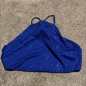 Blue Rhinestone Halter Top